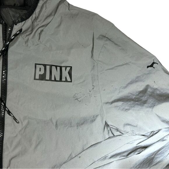 Victoria’s Secret Pink Limited Edition Grey Reflective Anorak Rain Jacket XS/S - Picture 11 of 12